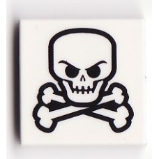 Part 3068bpb0310 White Tile 2 x 2 with Skull and Crossbones Pattern 